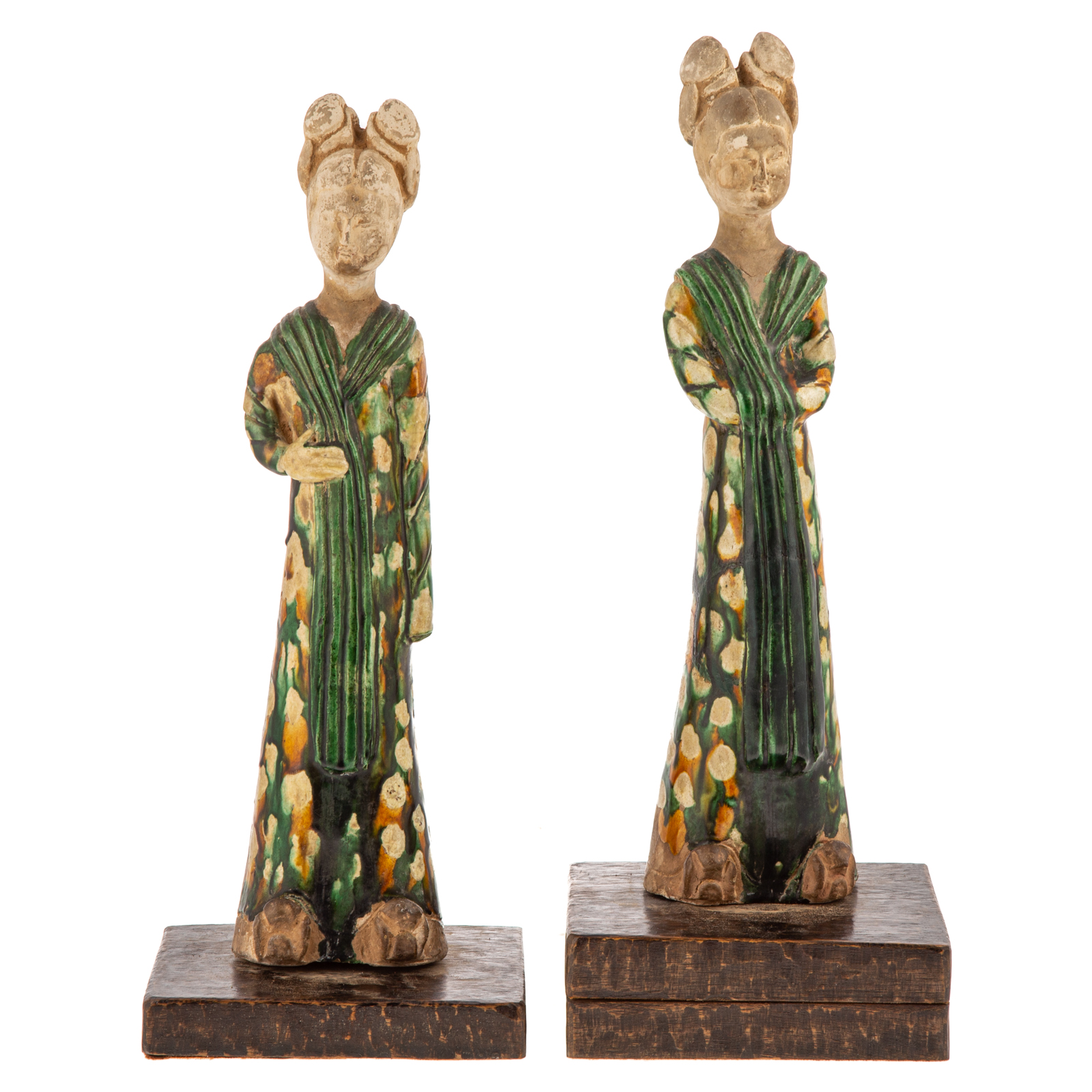 Appraisal: PAIR TANG DYNASTY GLAZED TERRACOTTA EFFIGIES Circa - B C