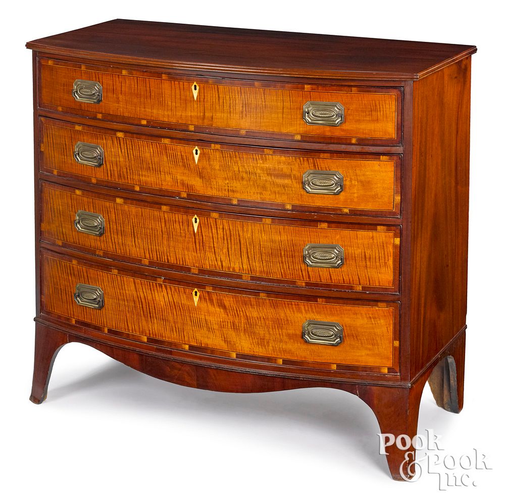 Appraisal: New England Federal bowfront chest of drawers New England Federal