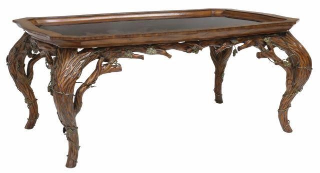 Appraisal: Contemporary mahogany finish coffee table La Barge late th c