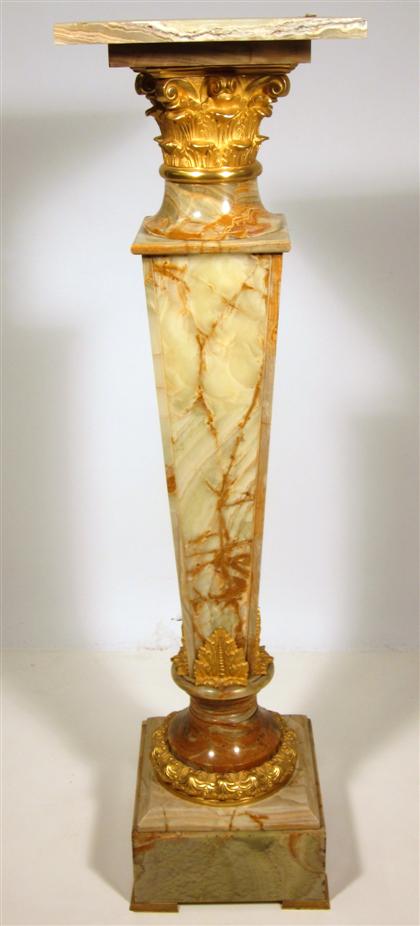 Appraisal: Continental onyx and gilt metal pedestal The square top on