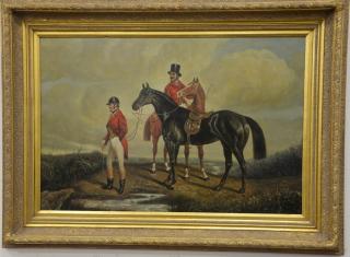 Appraisal: th century oil on canvas of English fox hunt signed