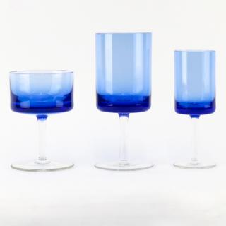 Appraisal: Grouping of Thirty Mid Century Cobalt Blue to Clear Crystal