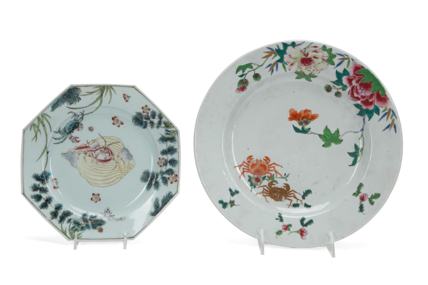 Appraisal: TWO CHINESE EXPORT FAMILLE ROSE CRAB PLATES Two Chinese Export