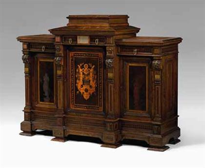 Appraisal: Aesthetic movement inlaid rosewood cabinet attributed to alexander roux active