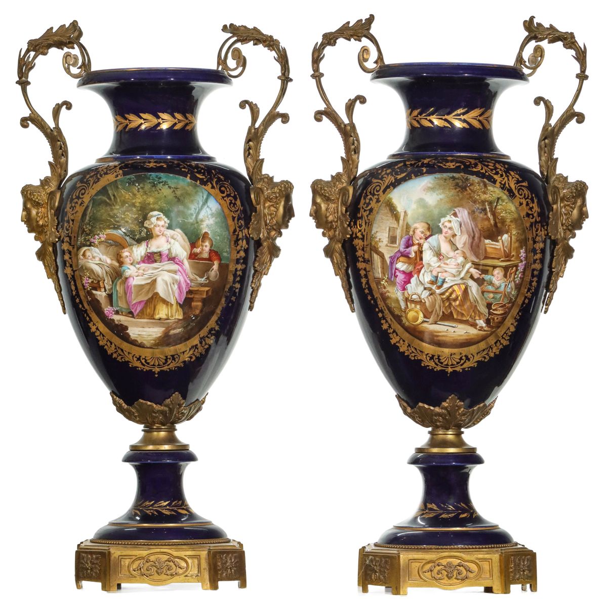 Appraisal: A PAIR -INCH SEVRES FLOOR VASES SIGNED T QUENTINThe large