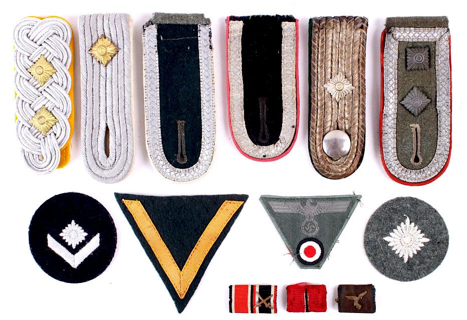 Appraisal: Third Reich Shoulder Boards Patches Ribbon Bars Offered for sale