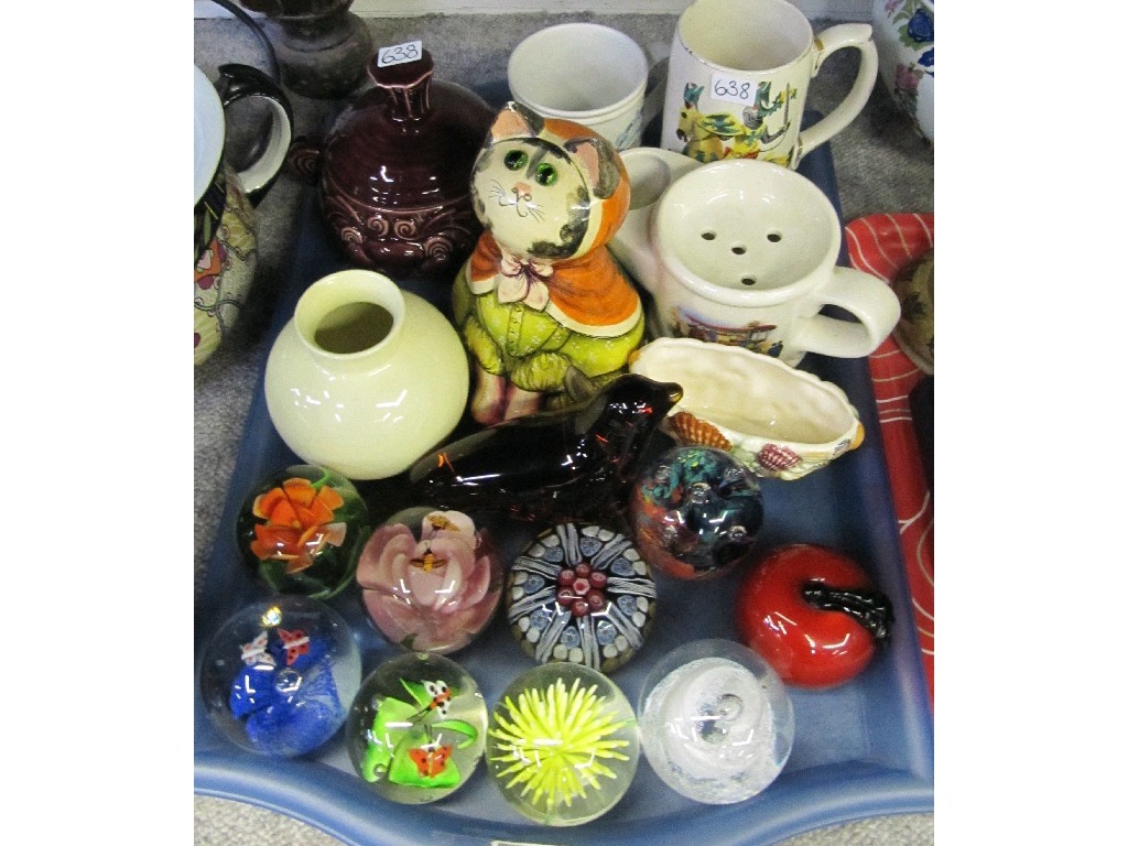 Appraisal: Tray lot of assorted ceramics and paperweights