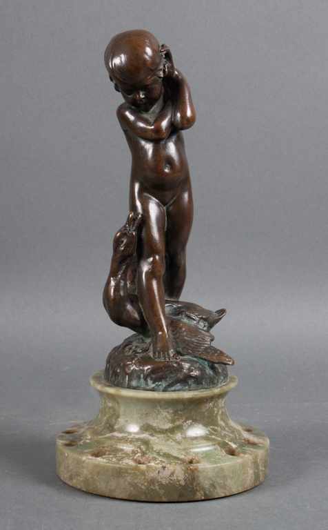 Appraisal: Edward Berge American - ''Duck Mother '' bronze figure greenish-brown