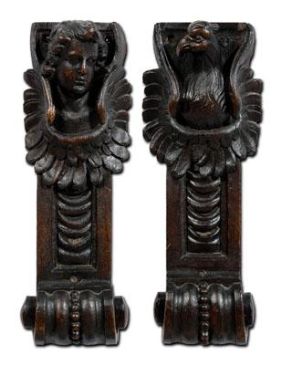 Appraisal: Two architectural elements carved oak one with eagle pediment one