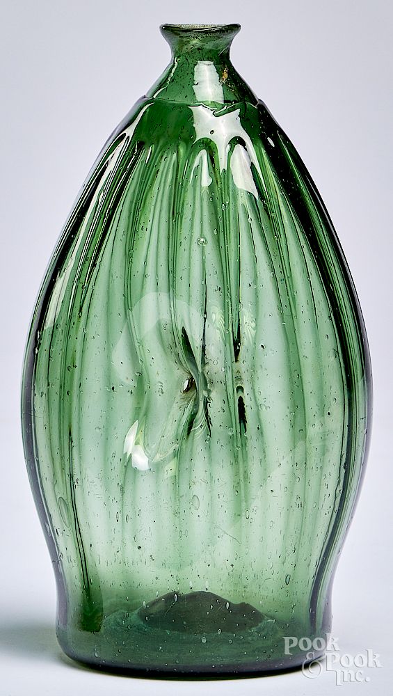 Appraisal: Emerald green glass pinch bottle Emerald green glass pinch bottle