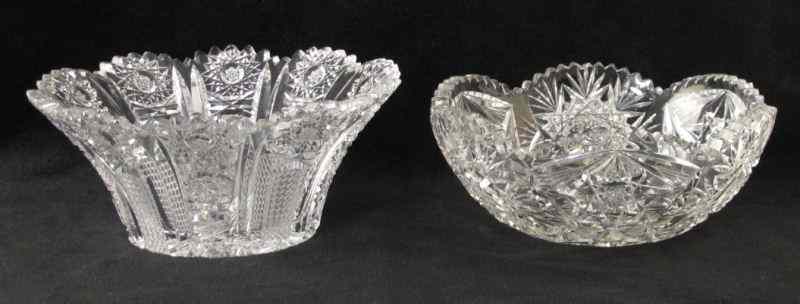 Appraisal: Two Antique Cut Glass Bowlsboth with scalloped edges the first