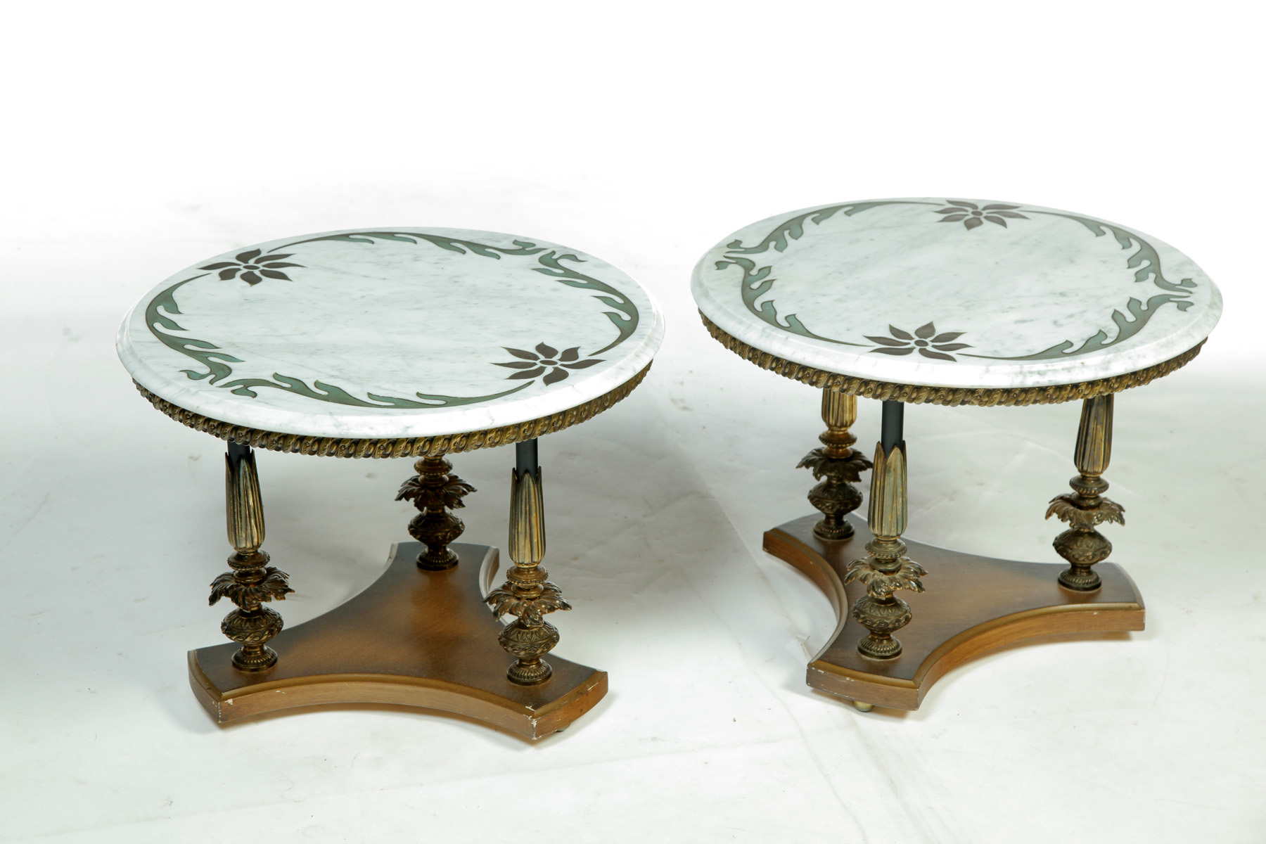 Appraisal: PAIR OF MARBLE-TOP TABLES American nd half- th century Tabletop