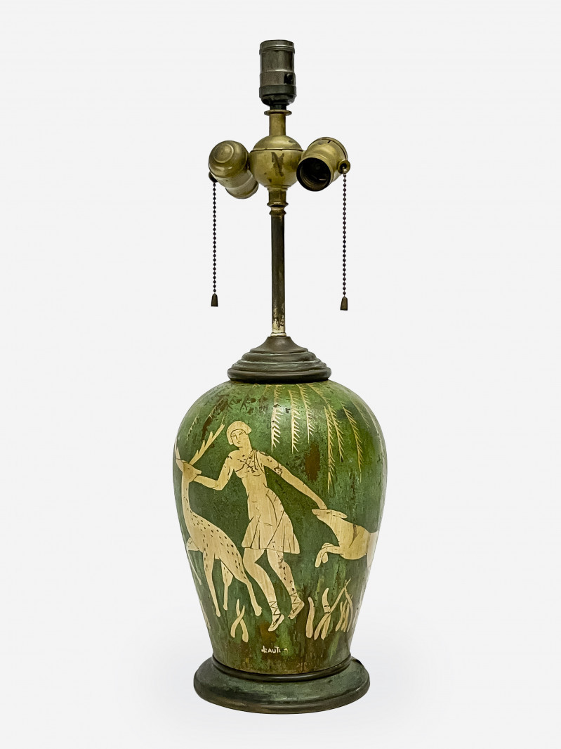 Appraisal: Paul Louis MergierFrench - Dinanderie Vase mounted as a lampgilt