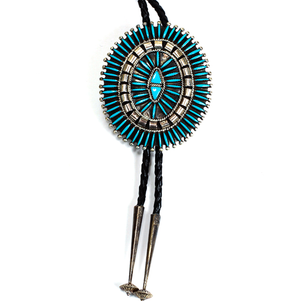 Appraisal: Vintage Native American Zuni Indian sterling silver turquoise needlepoint medallion