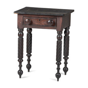 Appraisal: A Classical Spiral-Twist and Reel Turned Cherrywood Work Table Circa