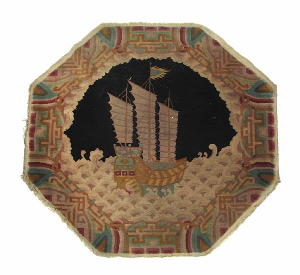 Appraisal: A Chinese Art Deco hexagonal rug diameter approximately ft