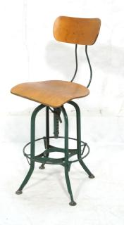 Appraisal: Industrial Drafting Stool Heavy Green painted ir Industrial Drafting Stool