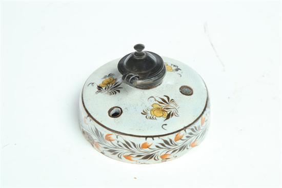 Appraisal: LEEDS-TYPE INKWELL England early th century pearlware Squat form with