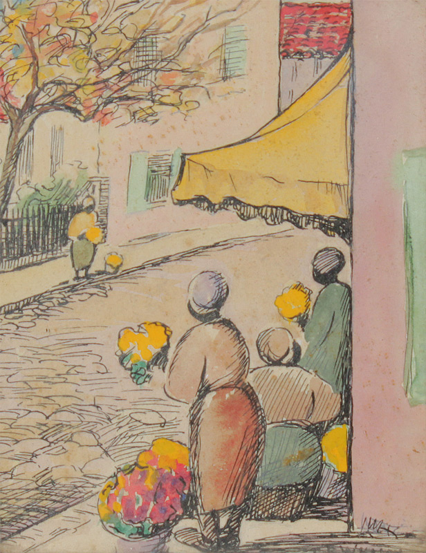 Appraisal: WHALEY C B American th Century Flower Sellers on Chalmers