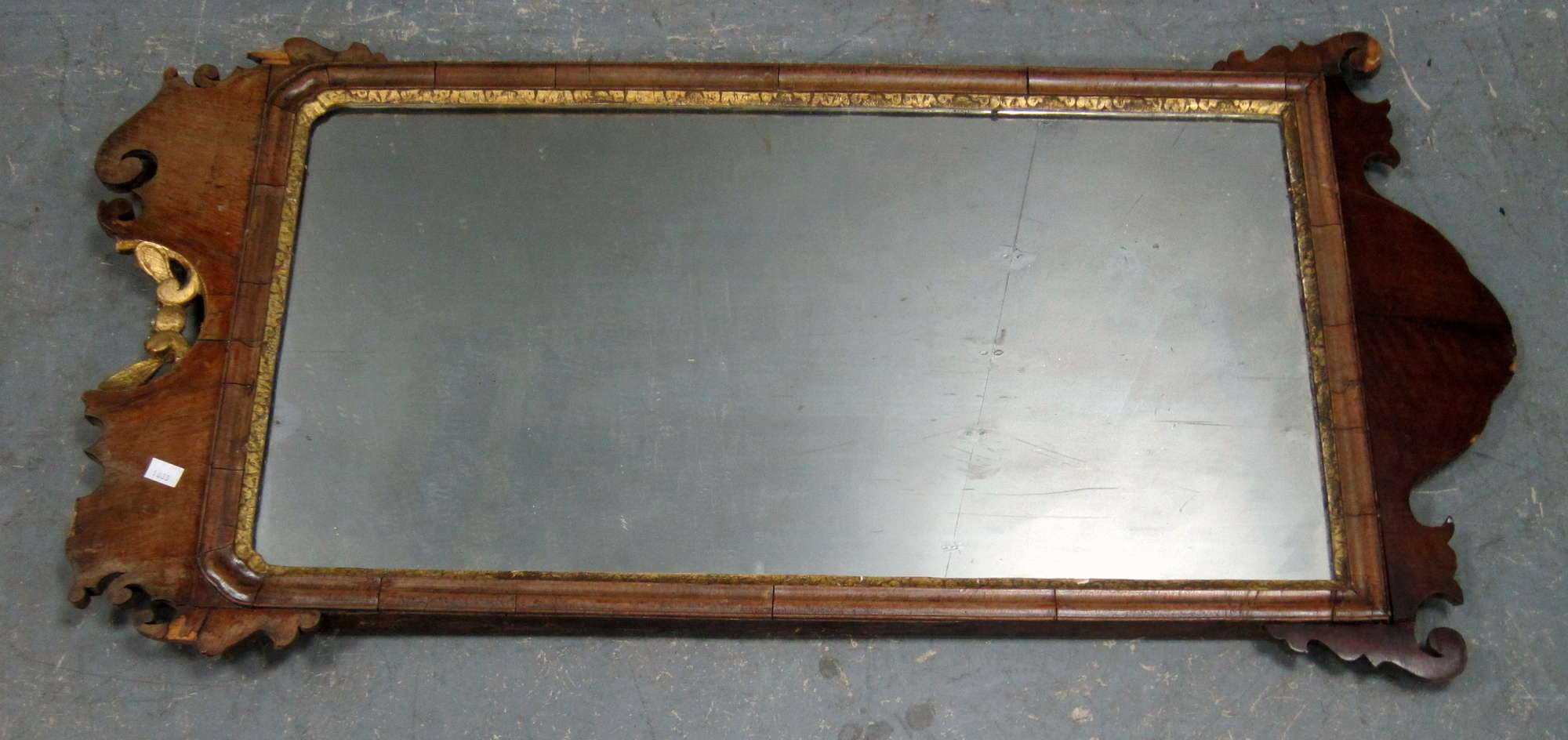 Appraisal: th century mahogany fret framed mirror with gilded detail