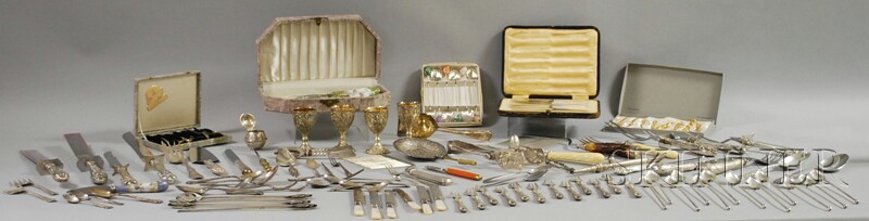 Appraisal: Large Group of Sterling Silver and Silver-plated Flatware and Serving