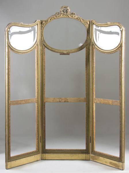 Appraisal: Three Panel Louis XV Style Folding Screen late th c