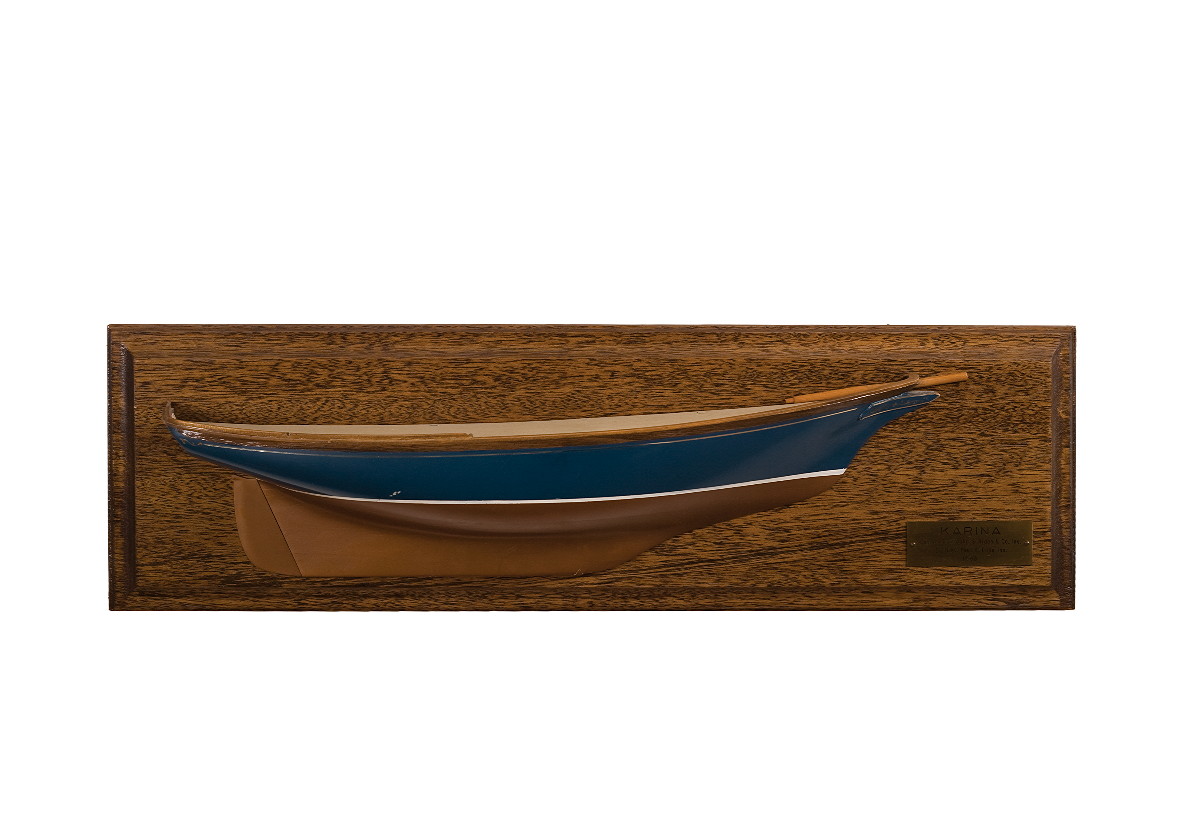 Appraisal: ALDEN HALF-HULL MODEL OF THE KARINA Painted blue over copper