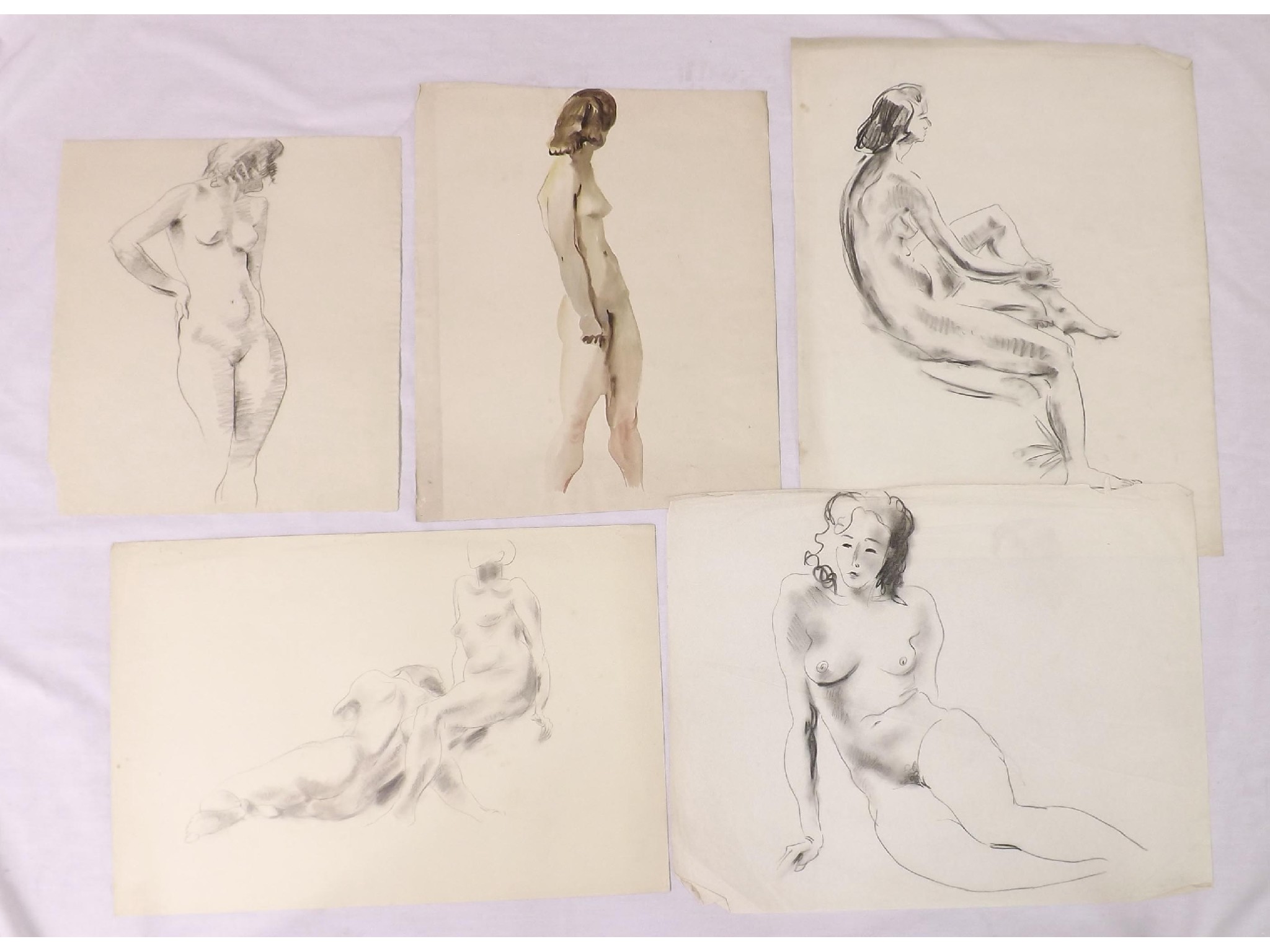 Appraisal: Georg Mayer-Marton - - nine nude studies watercolour and charcoal