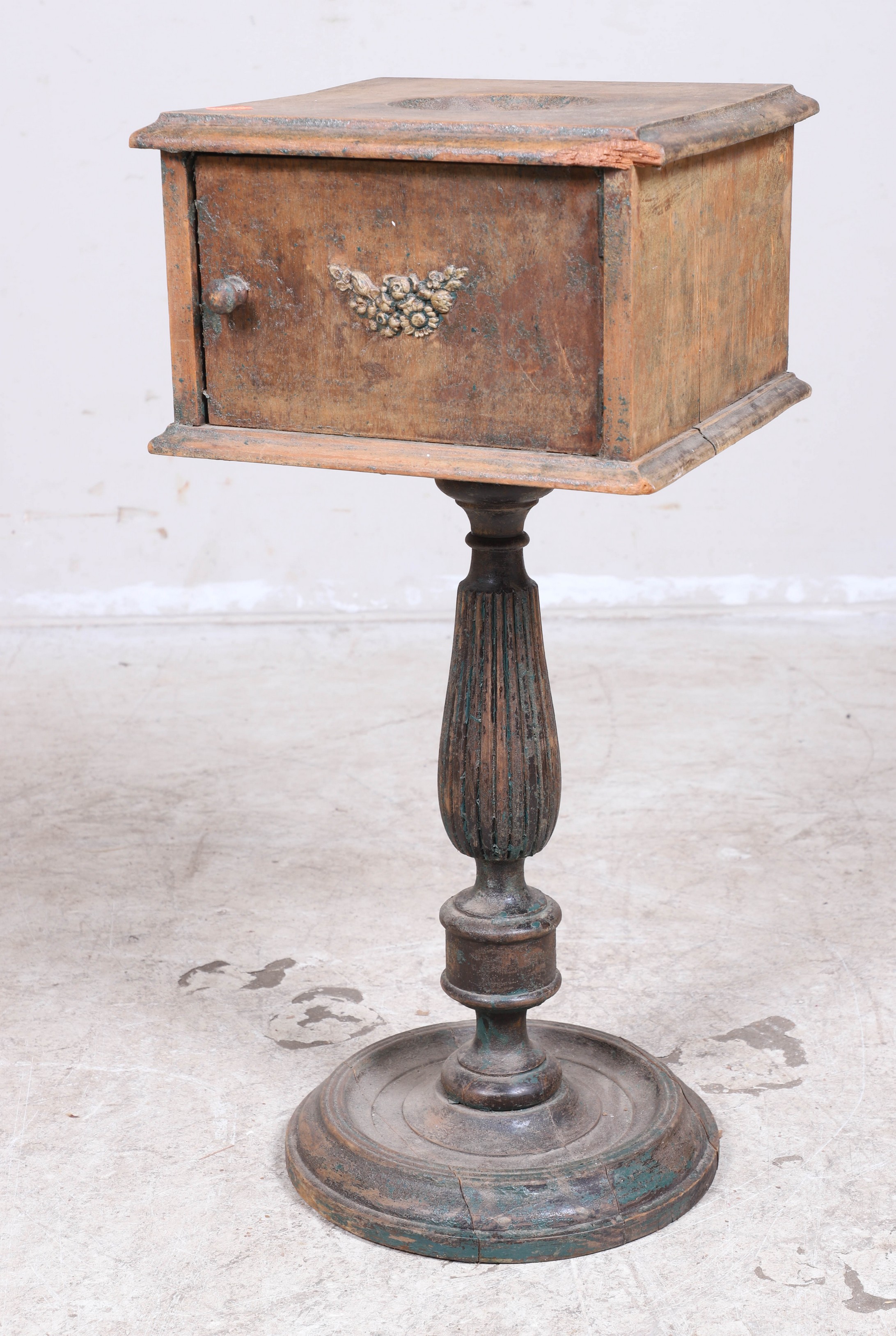 Appraisal: Sheraton style smoking stand turned pedestal h x square