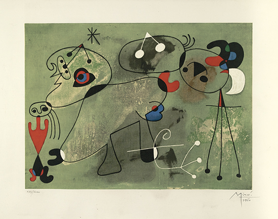 Appraisal: JOAN MIR after Composition sur Fond Vert Color lithograph x