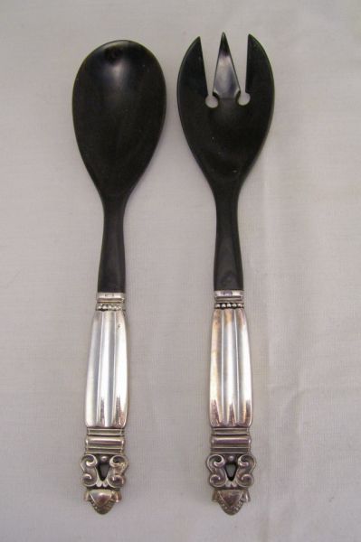 Appraisal: Georg Jensen Sterling Handled Salad Fork Spoon Matching sterling handled