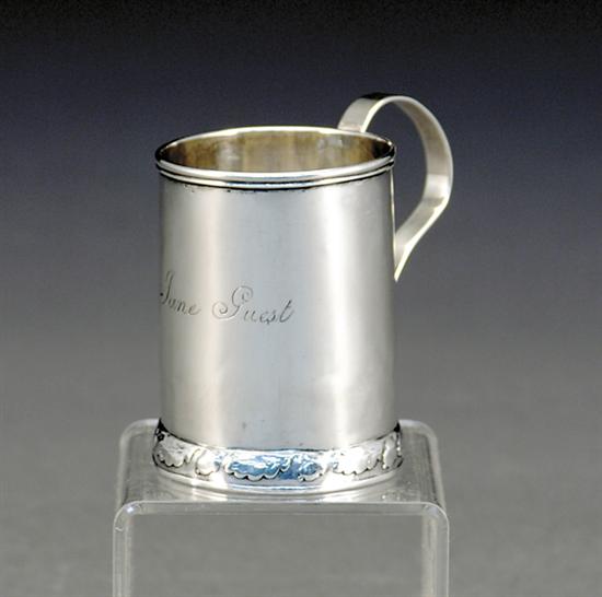 Appraisal: American coin silver mug New York circa - cylinder body