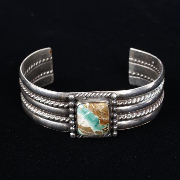 Appraisal: Vintage Native American Sterling Silver Turquoise Cuff Bracelet with twist