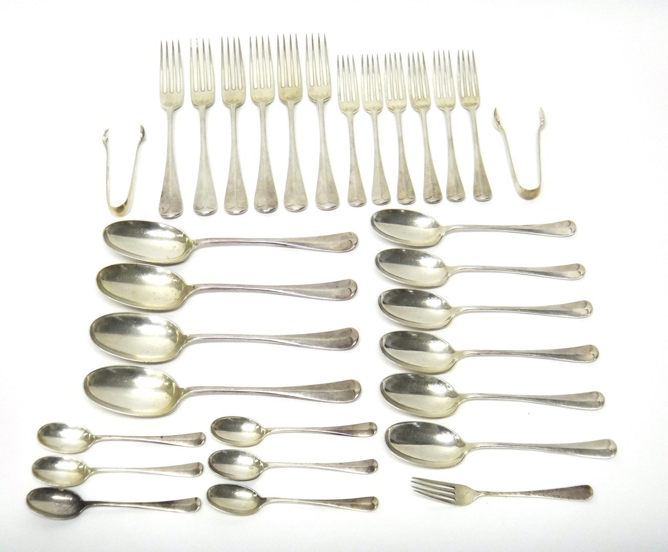 Appraisal: A silver rat-tail pattern part table service comprising four tablespoons