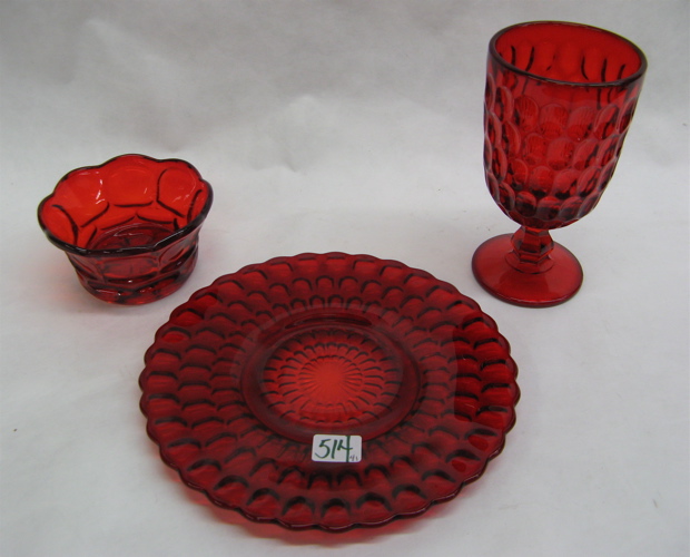 Appraisal: FORTY-ONE PIECE RED PATTERN GLASS DESSERT SET dessert plates -