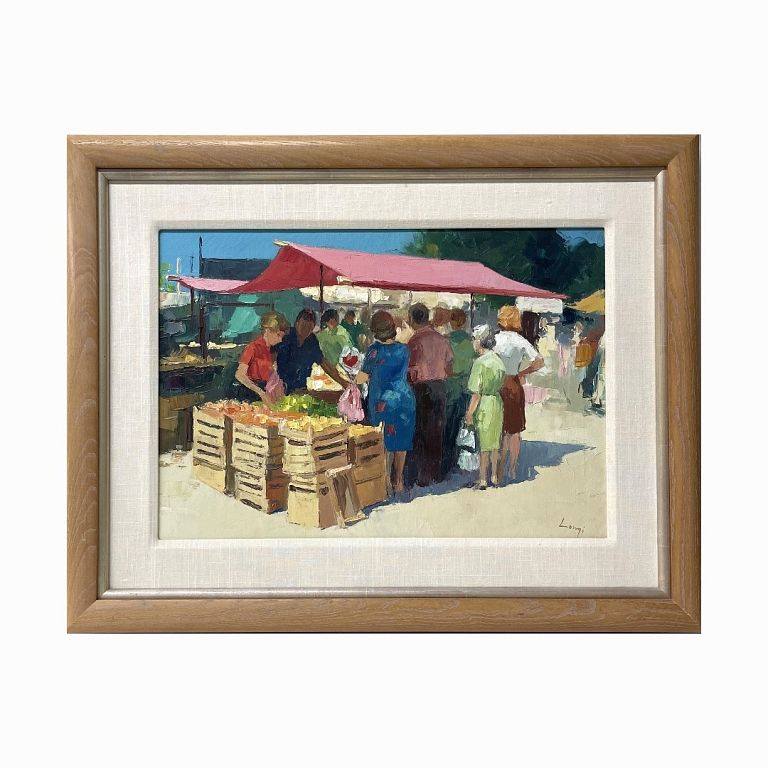 Appraisal: Carl Antoiur Longi Market Carl Antoiur Longi Market Signed Oil