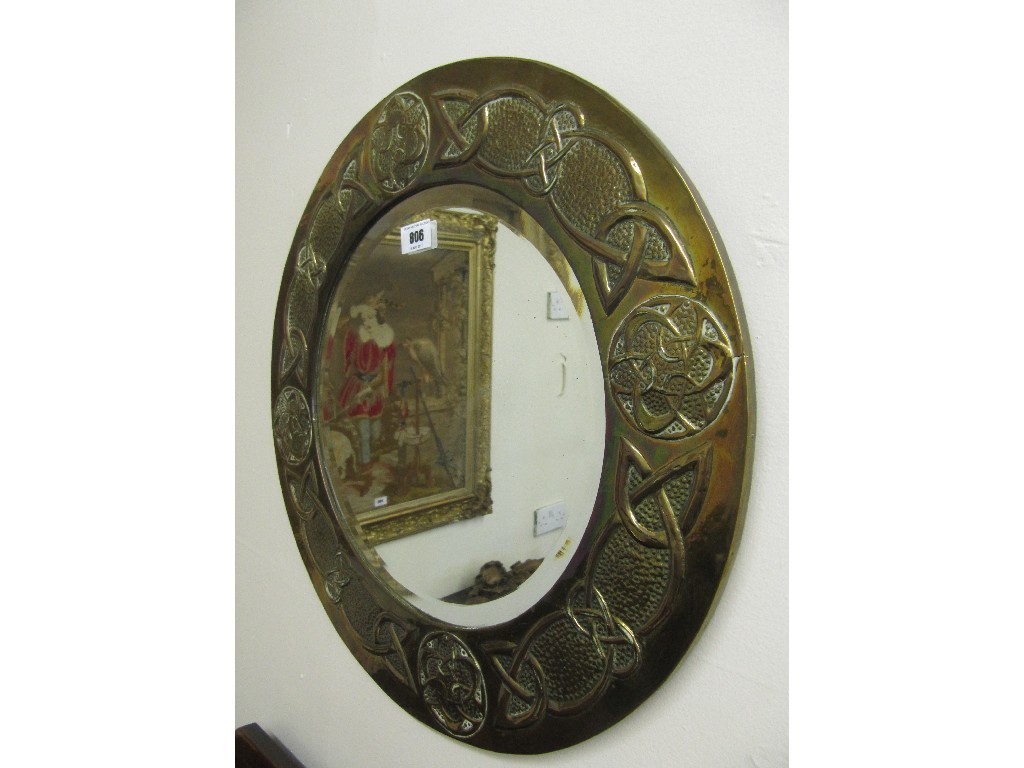 Appraisal: Arts and Crafts brass circular wall mirror