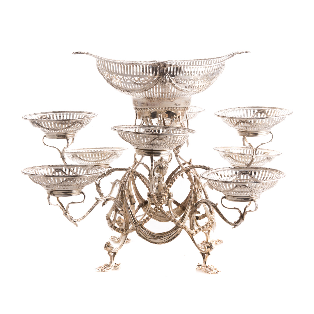 Appraisal: Prized Georgian sterling eight-armed epergne maker mark of Emick Romer