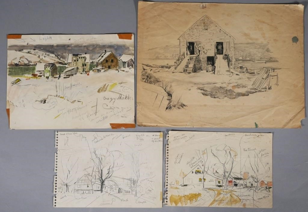 Appraisal: Four studies for paintings by Jay Hall Connaway American -