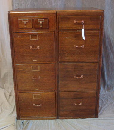 Appraisal: REMINGTON RAND Oak Multi Drawer Double Filing Cabinet Dimensions wide