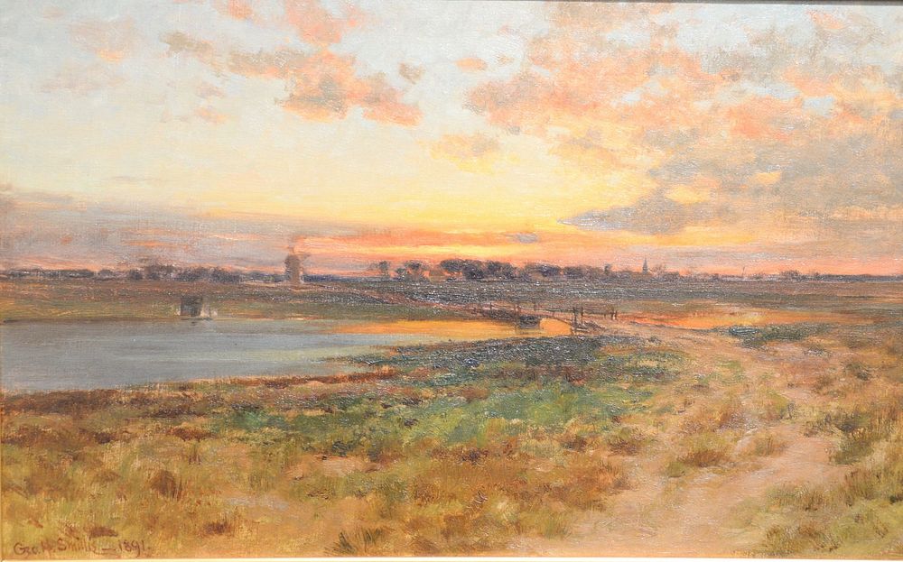 Appraisal: George Henry Smille - sunset landscape oil on canvas signed