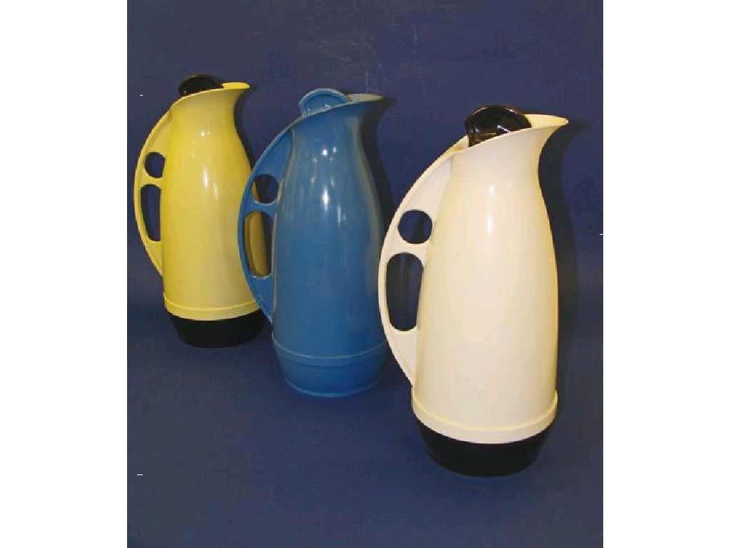 Appraisal: THREE 'S THERMOS FLASKS the bottom stamped Thermos Ltd model