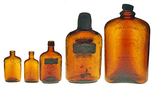 Appraisal: Box Lot of Bottles Exclusive on Bidsquare Five amber bottles