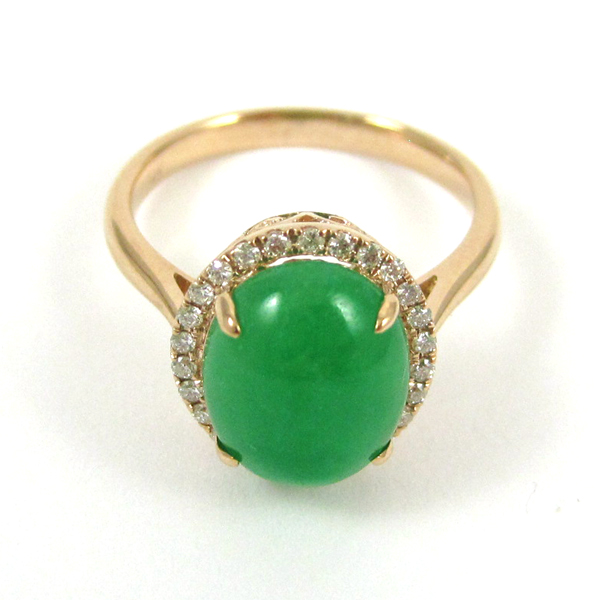 Appraisal: JADE DIAMOND AND FOURTEEN KARAT GOLD RING The rose gold