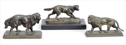 Appraisal: THREE FRENCH SMALL ANIMALIER BRONZES The one after J Moigniez