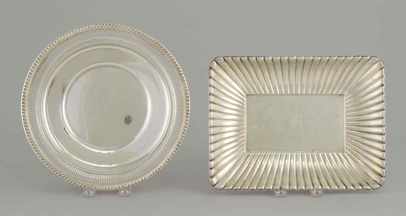 Appraisal: TWO PIECES OF STERLING SILVER HOLLOWWARECirca sIncludes a sandwich tray