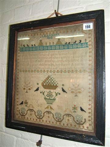 Appraisal: A Regency sampler decorated with various animals and a verse