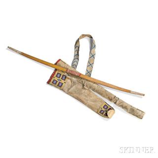 Appraisal: Lakota Beaded Hide Bow Case and Quiver c last quarter