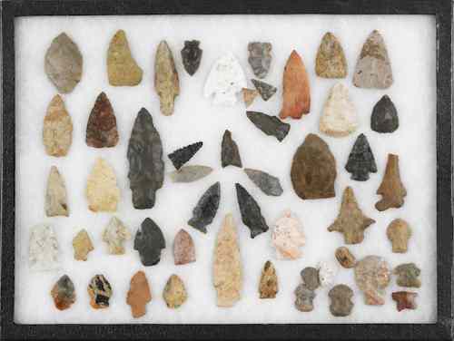 Appraisal: Approx fifty Native American arrowheads largest -