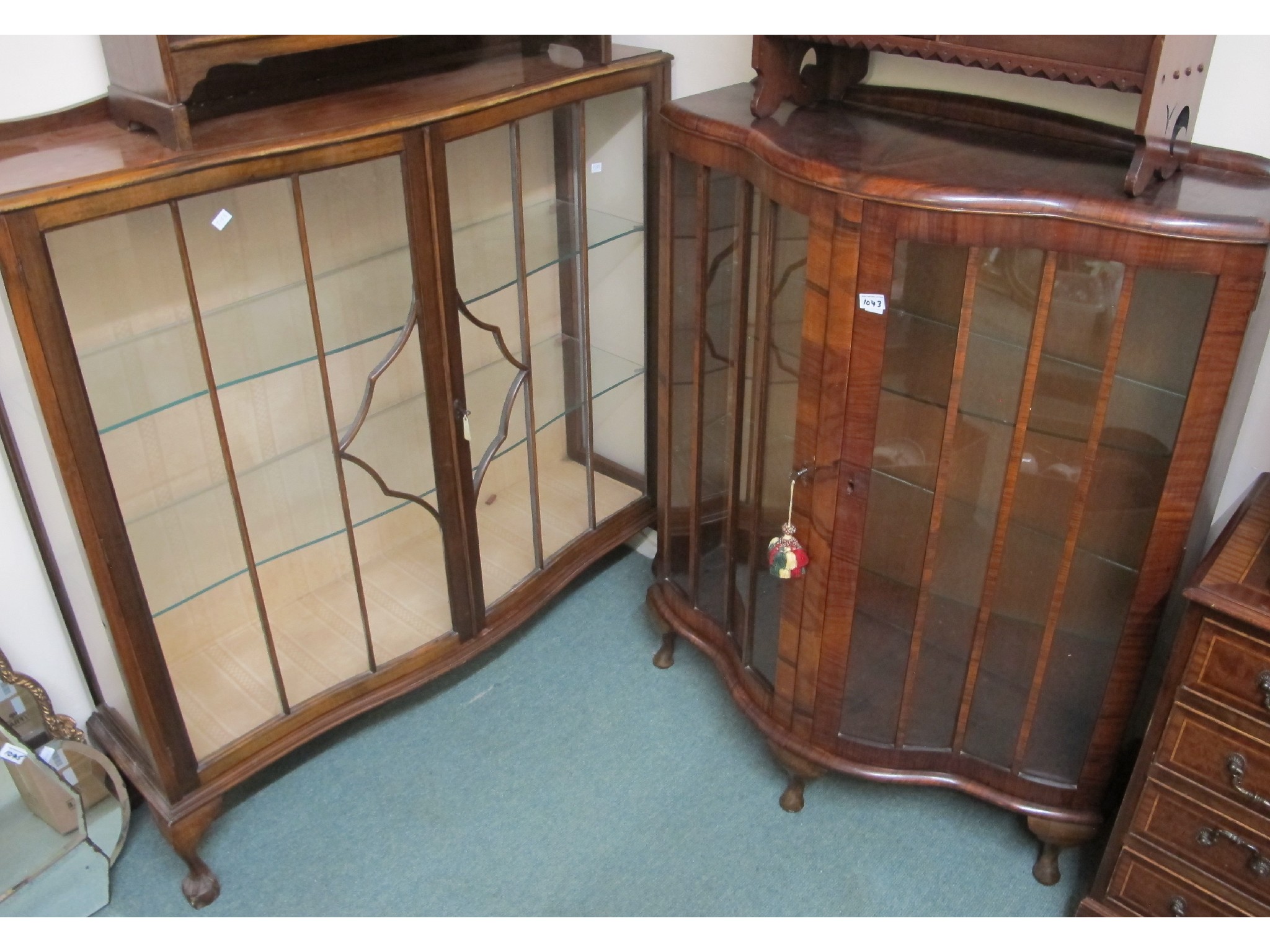 Appraisal: Two glazed display cabinets